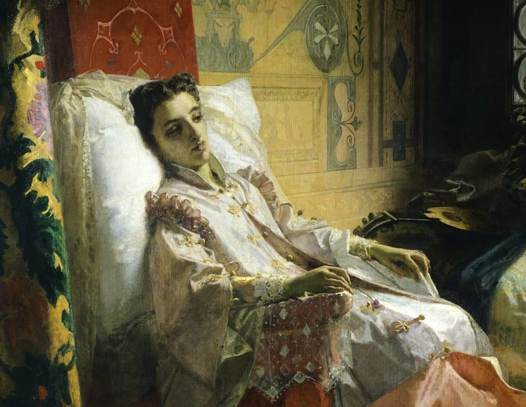 Tarquato Tasso legge Gerusalemme liberata a Eleonora d'Este 1 - Galleria Nazionale d'Arte Moderna, Roma, dettaglio 1